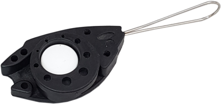 Зажим обеспечивает максимально надежное крепление для  FTTH кабеля. Разработан специально для FTTH DROP кабеля с диэлектрическим несущим элементом.